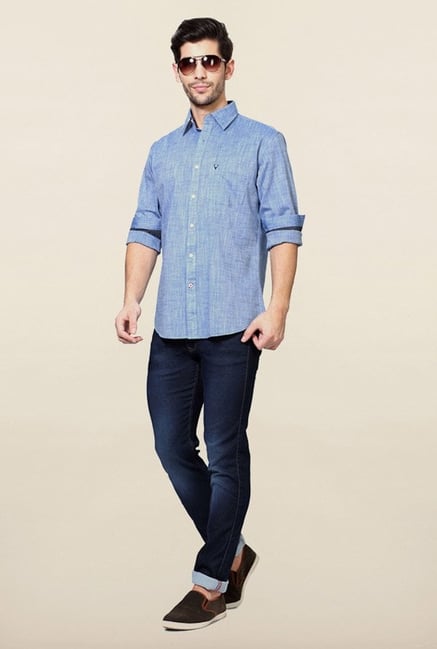 Allen Solly Blue Slim Fit Shirt Allen Solly Blue Slim Fit Shirt