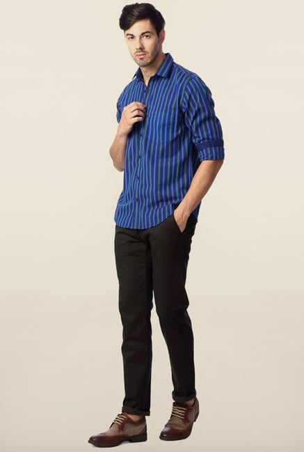 Peter England Blue Striped Casual Shirt Peter England Blue Striped Casual Shirt