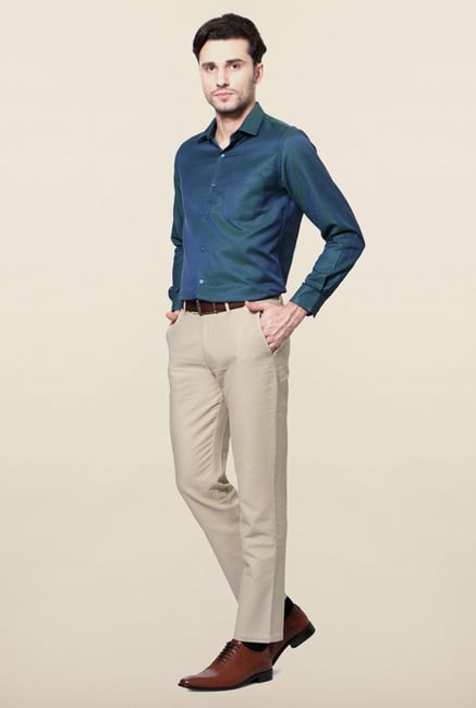 Peter England Green Solid Casual Shirt Peter England Green Solid Casual Shirt
