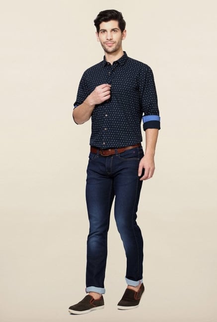 Allen Solly Navy Printed Shirt Allen Solly Navy Printed Shirt