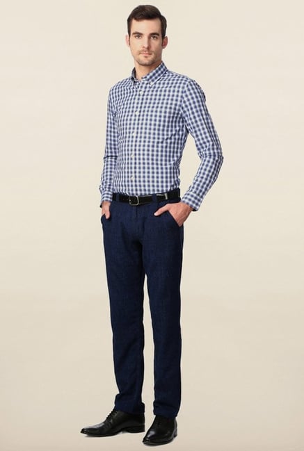 Peter England White & Blue Checks Casual Shirt Peter England White & Blue Checks Casual Shirt