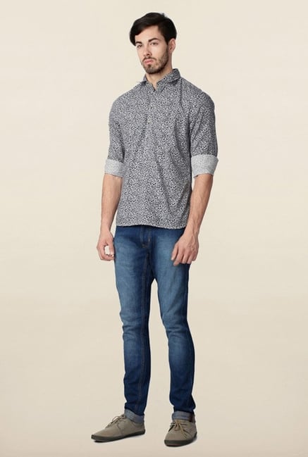 Peter England Grey Printed Casual Shirt Peter England Grey Printed Casual Shirt