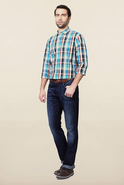 Allen Solly Turquoise Checks Shirt Allen Solly Turquoise Checks Shirt