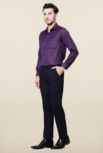 Peter England Purple Solid Casual Shirt Peter England Purple Solid Casual Shirt