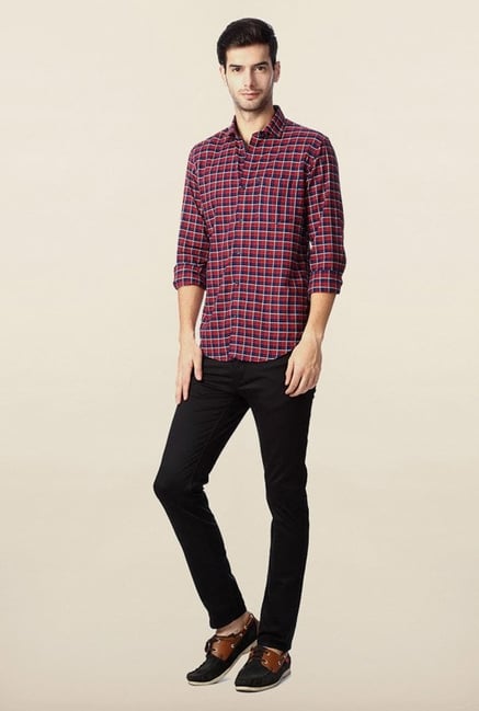 Peter England Red Checks Casual Shirt Peter England Red Checks Casual Shirt