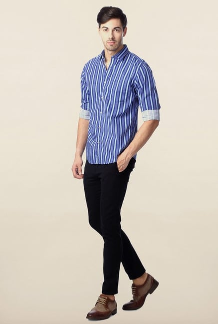 Peter England Blue Striped Casual Shirt Peter England Blue Striped Casual Shirt