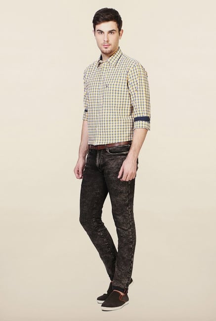 Allen Solly Yellow Checks Casual Shirt Allen Solly Yellow Checks Casual Shirt