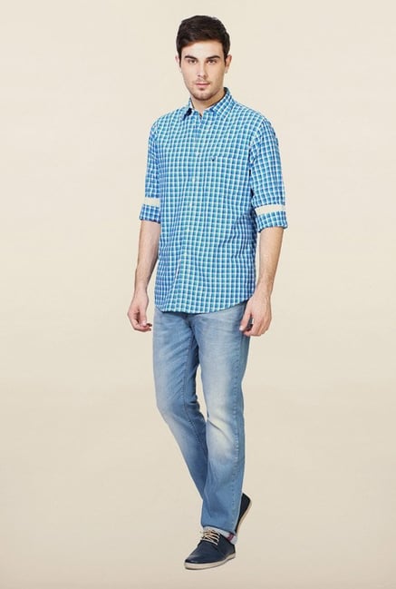 Allen Solly Blue Checks Casual Shirt Allen Solly Blue Checks Casual Shirt