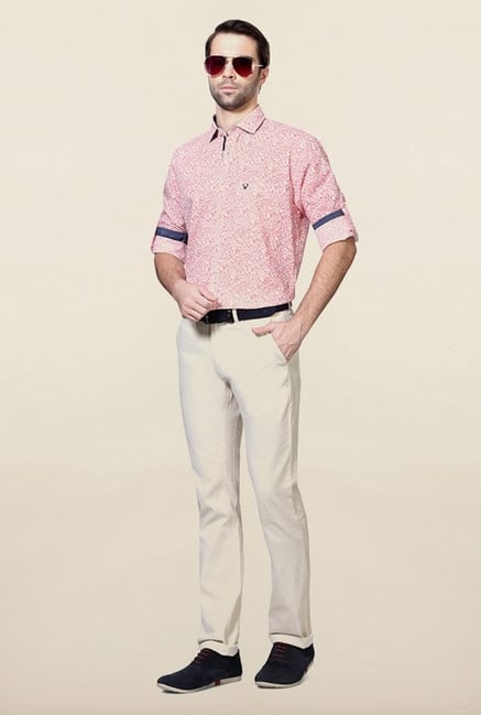 Allen Solly Red Printed Casual Shirt Allen Solly Red Printed Casual Shirt