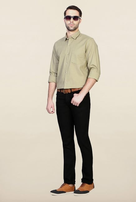 Peter England Olive Solid Casual Shirt Peter England Olive Solid Casual Shirt