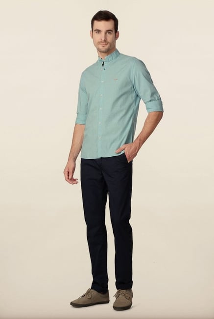 Peter England Blue Solid Casual Shirt Peter England Blue Solid Casual Shirt