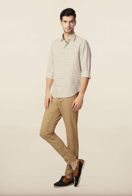 Peter England White Checks Casual Slim Fit Shirt Peter England White Checks Casual Slim Fit Shirt
