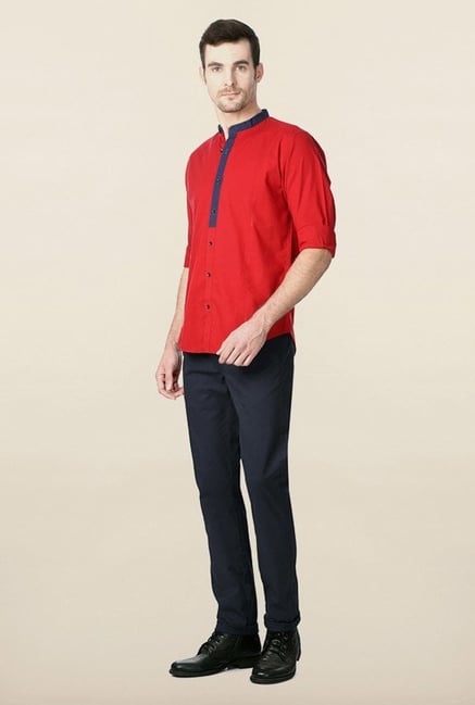 Peter England Red Solid Casual Shirt Peter England Red Solid Casual Shirt