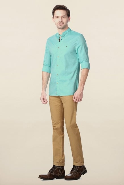 Peter England Turquoise Solid Shirt Peter England Turquoise Solid Shirt