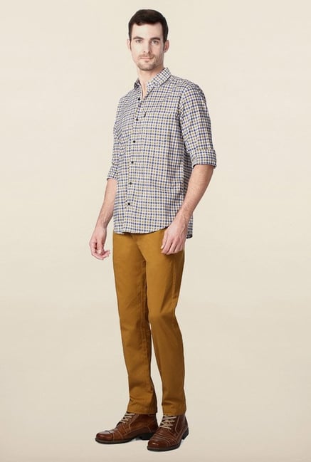 Peter England Blue & Brown Checks Casual Shirt Peter England Blue & Brown Checks Casual Shirt