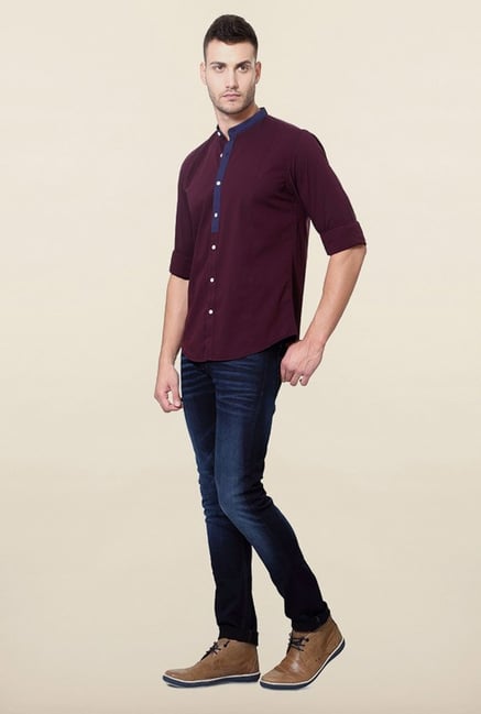 Peter England Maroon Solid Shirt Peter England Maroon Solid Shirt
