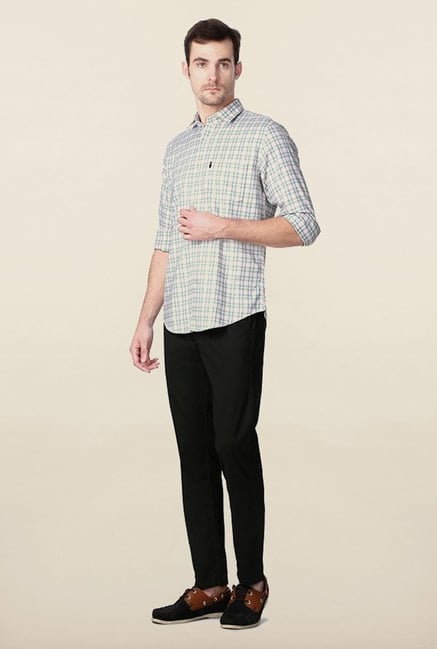 Peter England Green & Beige Checks Casual Shirt Peter England Green & Beige Checks Casual Shirt