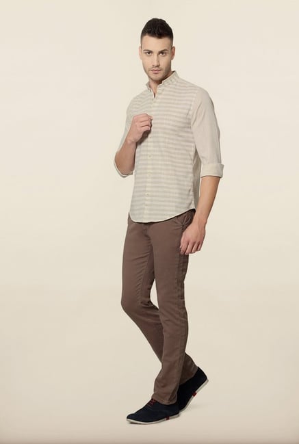 Peter England Beige Striped Casual Shirt Peter England Beige Striped Casual Shirt