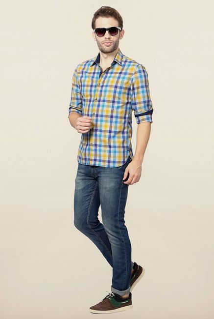 Peter England Multicolour Checks Slim Fit Shirt Peter England Multicolour Checks Slim Fit Shirt
