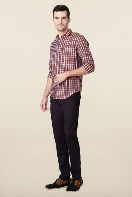 Peter England Brown Checks Slim Fit Shirt Peter England Brown Checks Slim Fit Shirt