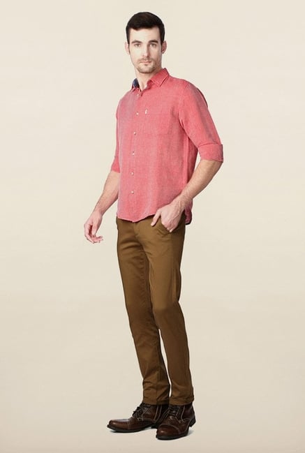 Peter England Red Solid Casual Shirt Peter England Red Solid Casual Shirt