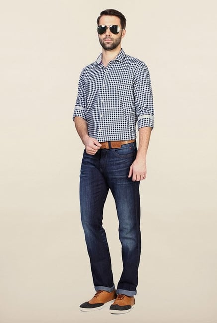 Allen Solly Navy Checks Casual Shirt Allen Solly Navy Checks Casual Shirt