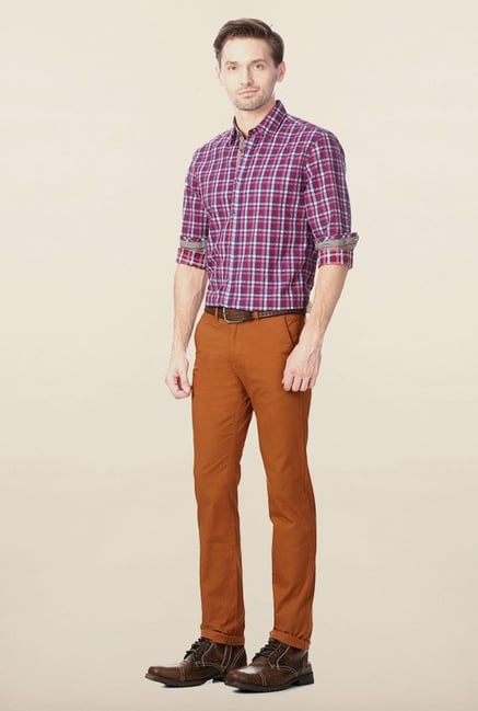 Peter England Blue & Red Checks Slim Fit Casual Shirt Peter England Blue & Red Checks Slim Fit Casual Shirt