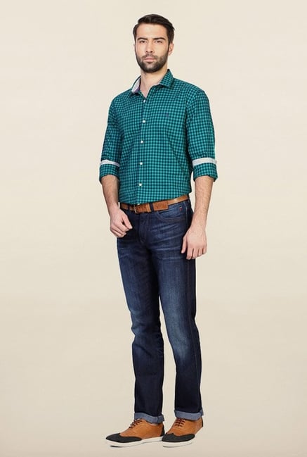 Allen Solly Green Checks Casual Shirt Allen Solly Green Checks Casual Shirt