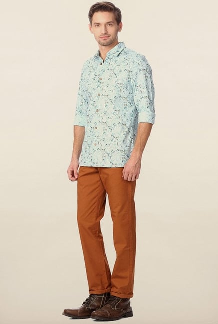 Peter England Green Printed Casual Shirt Peter England Green Printed Casual Shirt