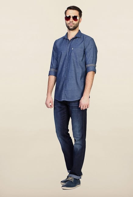 Allen Solly Blue Printed Casual Shirt Allen Solly Blue Printed Casual Shirt