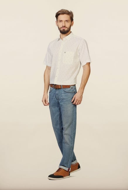 Allen Solly White Printed Casual Shirt Allen Solly White Printed Casual Shirt
