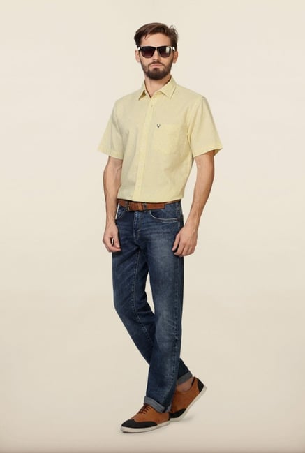 Allen Solly Yellow Printed Casual Shirt Allen Solly Yellow Printed Casual Shirt
