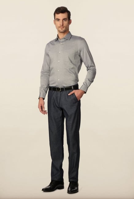 Peter England Grey Slim Fit Shirt Peter England Grey Slim Fit Shirt