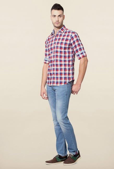 Peter England Blue Checks Casual Shirt Peter England Blue Checks Casual Shirt