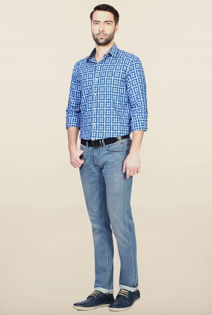 Allen Solly Blue Checks Casual Shirt Allen Solly Blue Checks Casual Shirt