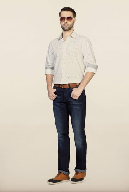 Allen Solly White Printed Casual Shirt Allen Solly White Printed Casual Shirt