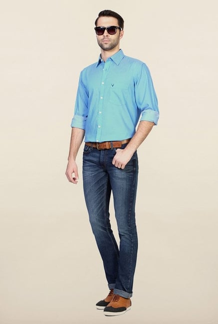 Allen Solly Blue Solid Casual Shirt Allen Solly Blue Solid Casual Shirt