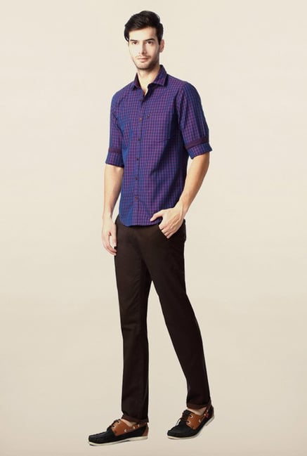 Peter England Purple & Maroon Checks Casual Shirt Peter England Purple & Maroon Checks Casual Shirt