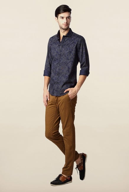 Peter England Navy Printed Casual Shirt Peter England Navy Printed Casual Shirt