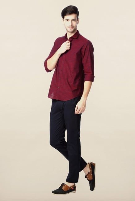 Peter England Maroon Solid Casual Shirt Peter England Maroon Solid Casual Shirt