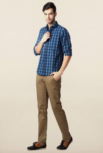 Peter England Blue Checks Casual Shirt Peter England Blue Checks Casual Shirt
