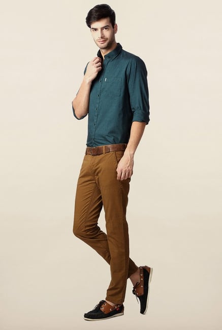 Peter England Blue Solid Casual Shirt Peter England Blue Solid Casual Shirt