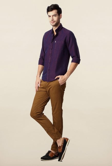 Peter England Purple Solid Casual Shirt Peter England Purple Solid Casual Shirt