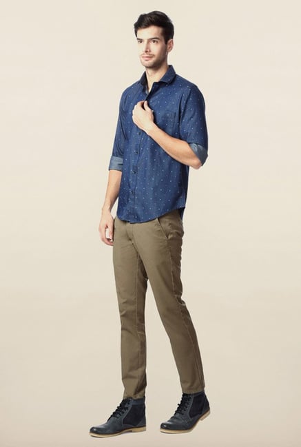 Peter England Blue Casual Slim Fit Shirt Peter England Blue Casual Slim Fit Shirt
