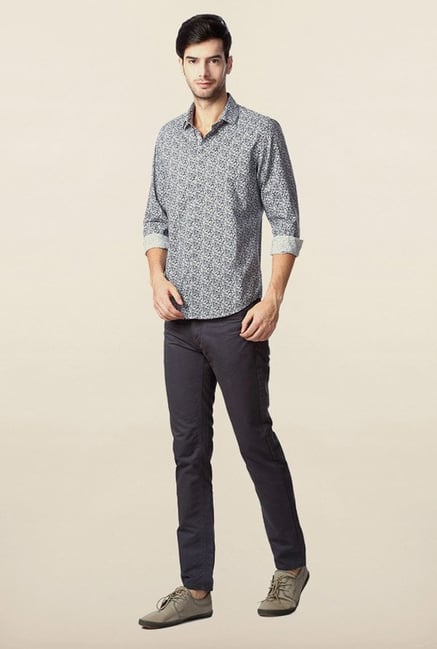 Peter England Grey Printed Casual Shirt Peter England Grey Printed Casual Shirt