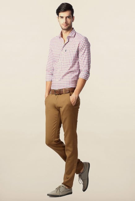 Peter England Pink & Blue Checks Casual Shirt Peter England Pink & Blue Checks Casual Shirt