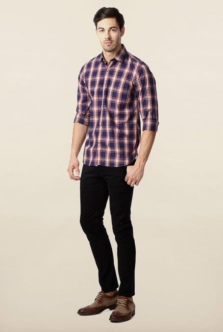 Peter England Navy Checks Casual Shirt Peter England Navy Checks Casual Shirt