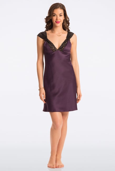 Pretty Secrets Purple Solid Chemise Pretty Secrets Purple Solid Chemise
