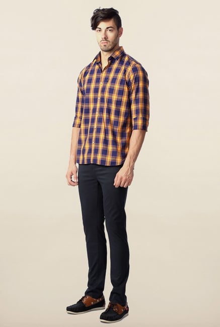 Peter England Blue Tartan Checks Casual Shirt Peter England Blue Tartan Checks Casual Shirt