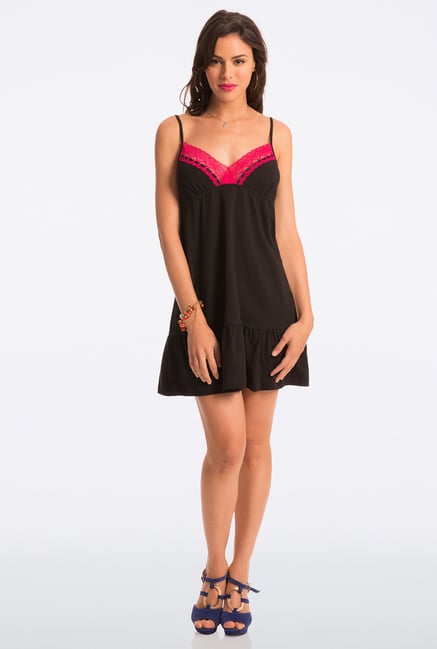 Pretty Secrets Black Solid Chemise Pretty Secrets Black Solid Chemise